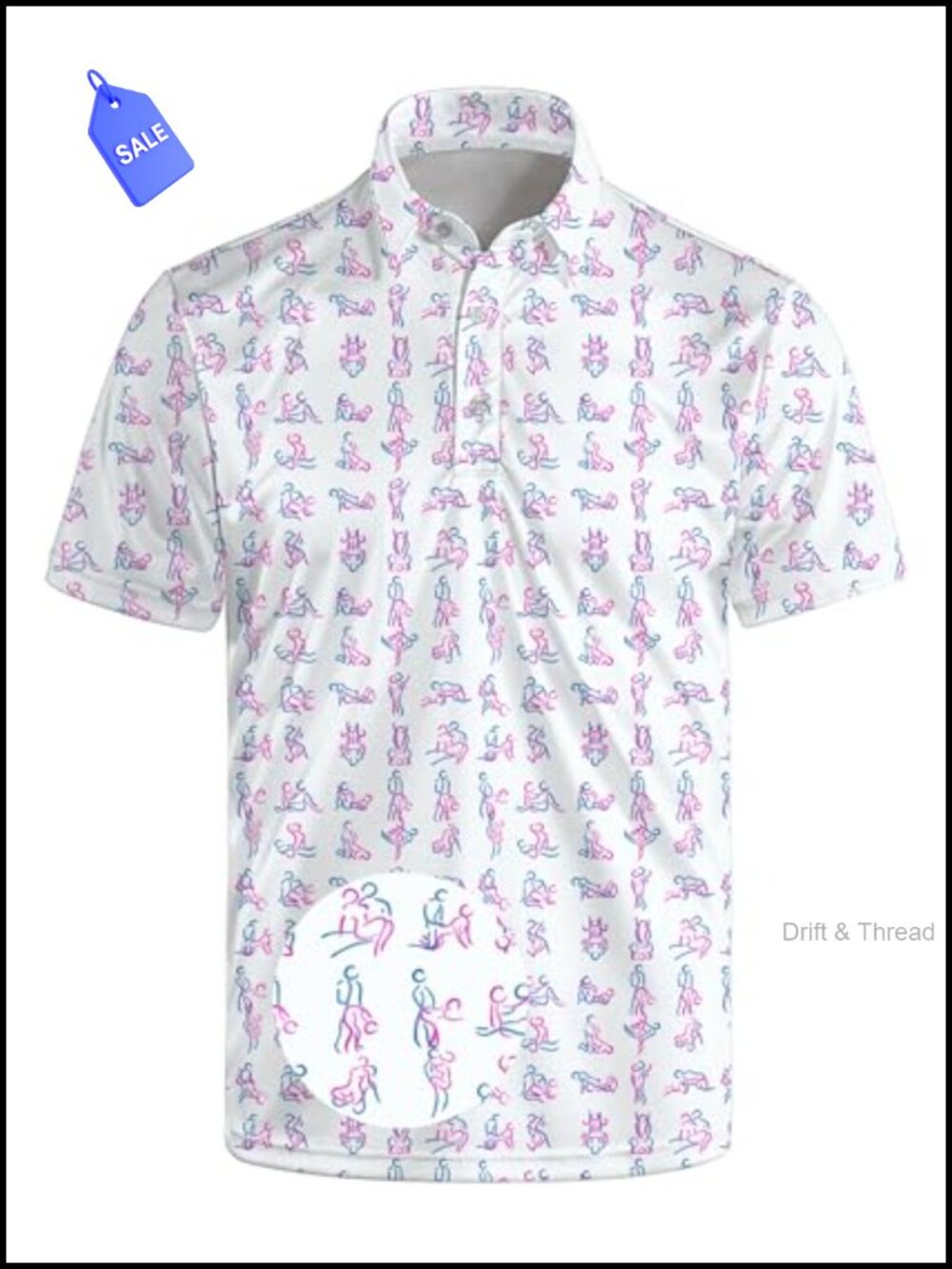 Funny Print Performance Golf Polo Shirts for Men